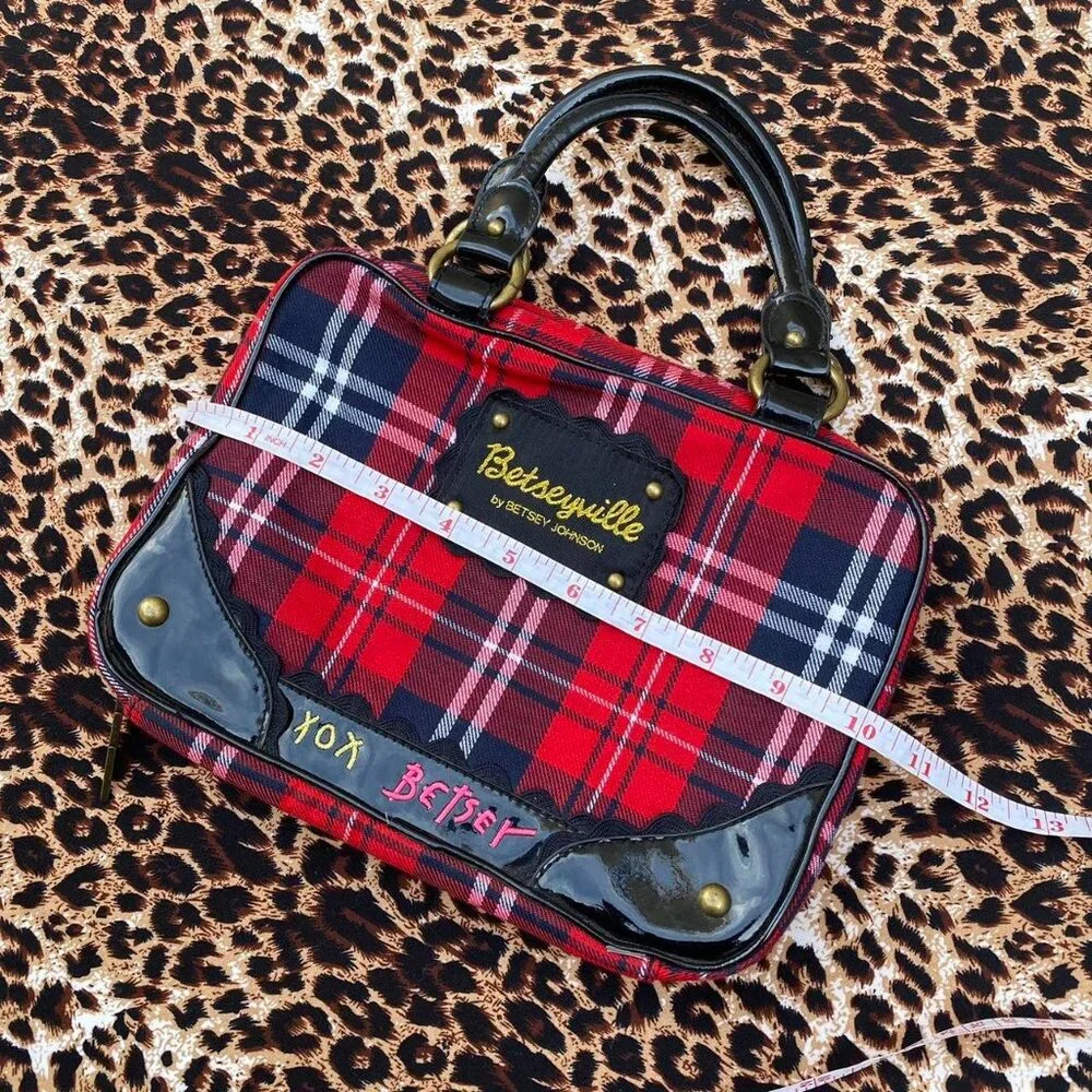 Betsey Johnson y2k plaid makeup bag - Picture 5 of 8